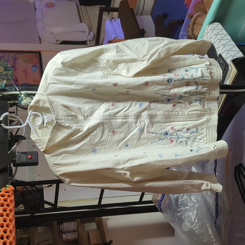 Alfred Dunner Cream Floral Embroidered Jacket